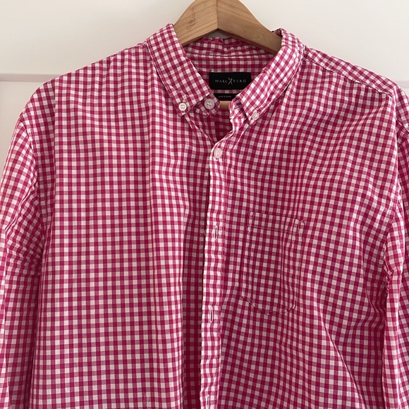 Marc ecko large slim pink gingham dress shirt - Picture 3 of 4